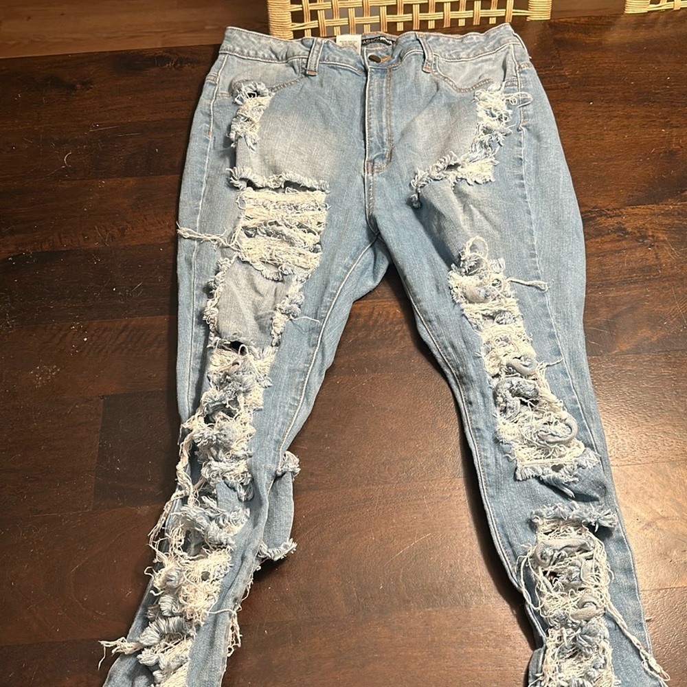 Light blue jeans, fashion nova,